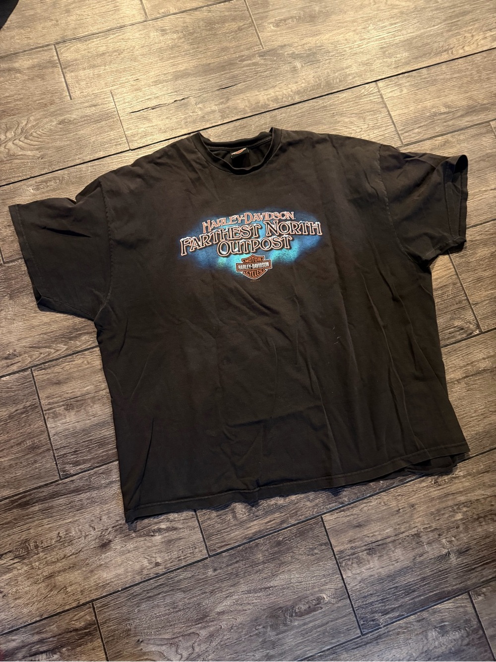 Harley-Davidson Black Faded Short-Sleeve "Farthest North Outpost" Graphic Tee